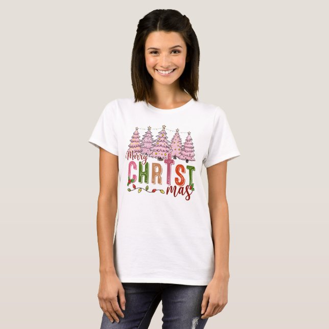 Vintag frohe Weihnachten Jesus Faith Christlich T-Shirt (Vorne ganz)