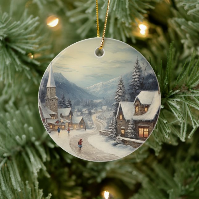 Vintag frohe Weihnachten Keramik Ornament (Baum)