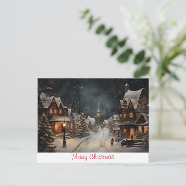 Vintag frohe Weihnachten Postkarte (Stehend Vorderseite)