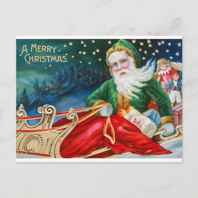 Vintag frohe Weihnachten Postkarte (Vorderseite)