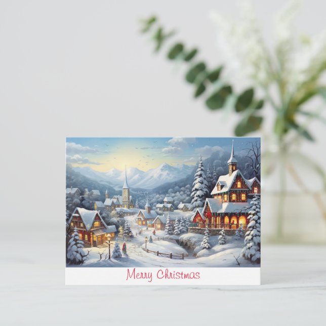 Vintag frohe Weihnachten Postkarte (Stehend Vorderseite)