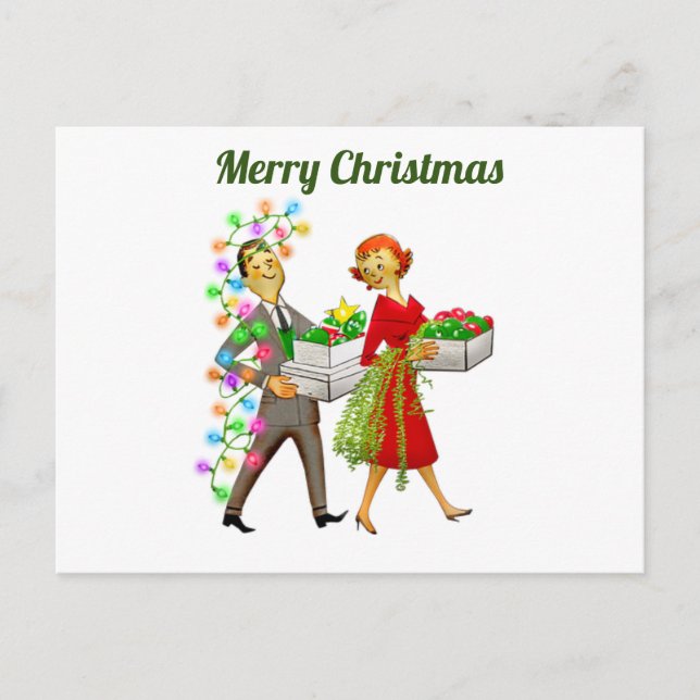Vintag frohe Weihnachten Postkarte (Vorderseite)