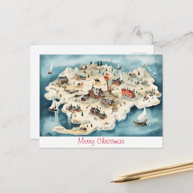 Vintag frohe Weihnachten Postkarte (Vorderseite/Rückseite Beispiel)