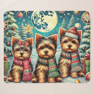 Vintag Frohe Weihnachten Terrier Yorskhire Yorkie Sherpadecke