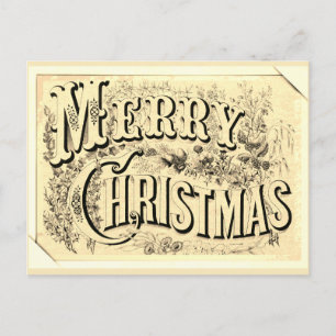 Vintag frohe Weihnachten Viktorianische Typografie Postkarte