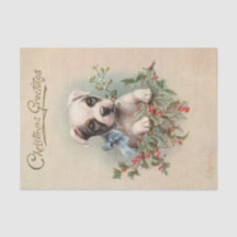 Vintag Frohe Weihnachten Welpenhalter Mistletoe