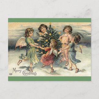 Vintag frohe Weihnachts-Engel-Kinder Feiertagspostkarte