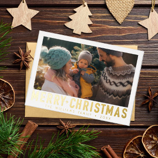 Vintag frohe Weihnachts Retro Typografie | Rot Folien Feiertagskarte