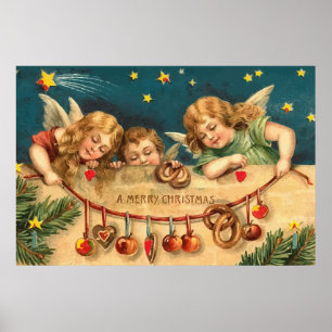 Vintag Frohe WeihnachtsAngels Poster