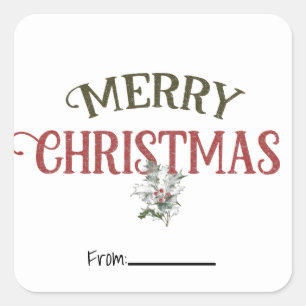 Vintag frohe Weihnachtsferien Quadratischer Aufkleber