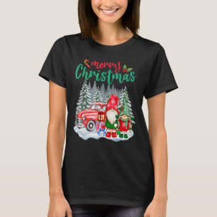 Vintag frohe Weihnachtsgnomes Red Truck T-Shirt