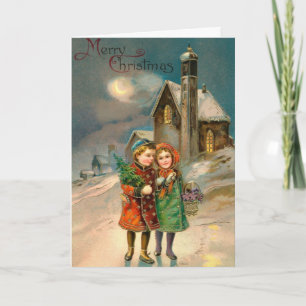 Vintag Frohe Weihnachtskarte Feiertagskarte