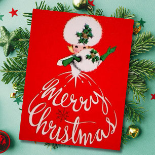 Vintag Frohe Weihnachtsmädchen Feiertagskarte