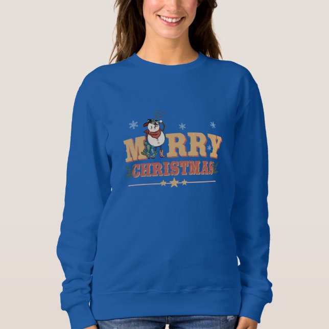 Vintag Frohe Weihnachtsschneemann Sweatshirt (Vorderseite)