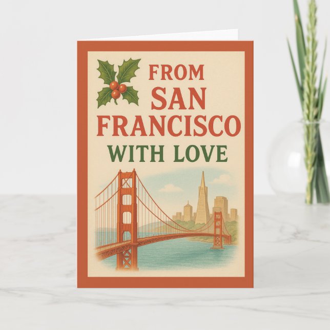 Vintag "From San Francisco With Liebe" Weihnachten Karte (Vorderseite)