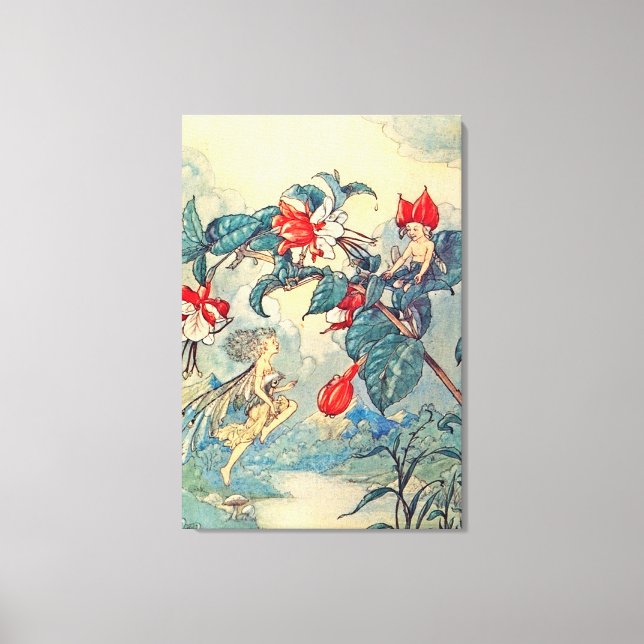 Vintag Fuchsia Fairies Leinwanddruck (Vorderseite)