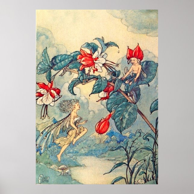 Vintag Fuchsia Fairies Poster (Vorne)