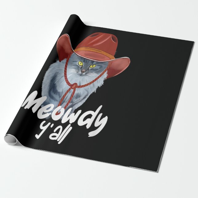 Vintag Funny Catboy Cowboy Western Country Chat Geschenkpapier (Ungerollt)