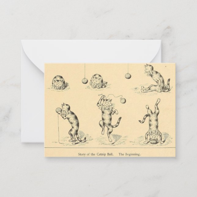 Vintag Funny Catnip Cat Mitteilungskarte (Vorderseite)