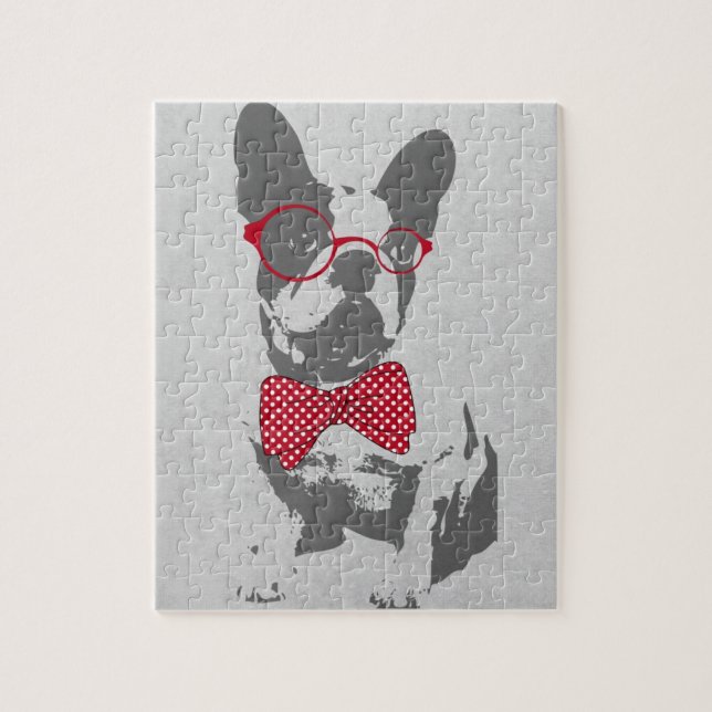 Vintag Funny French Bulldog Puzzle (Vertikal)