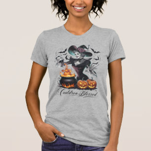 Vintag Funny Hexe Cauldron Seligen Halloween T-Shirt