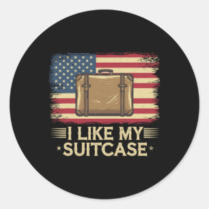 Vintag Funny Ich mag mein Suitcase Trump Meme Runder Aufkleber