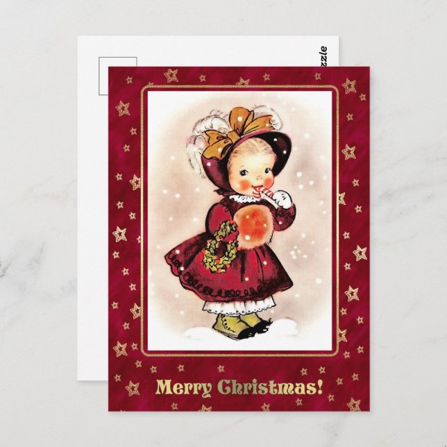 Vintag Funny Little Girl Postkarte (Vorne/Hinten)