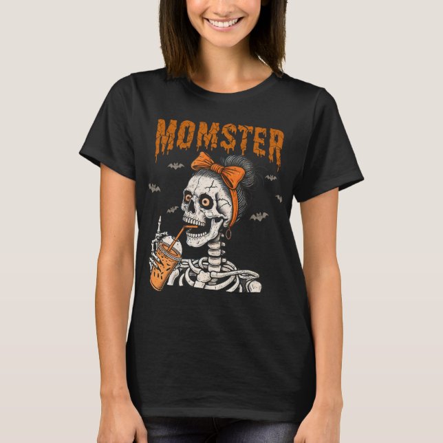 Vintag Funny Momster Skeleton Halloween T-Shirt (Vorderseite)