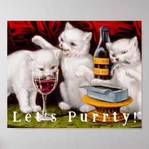 Vintag Funny Niedlich Party Cats - Lasst uns Purrt Poster