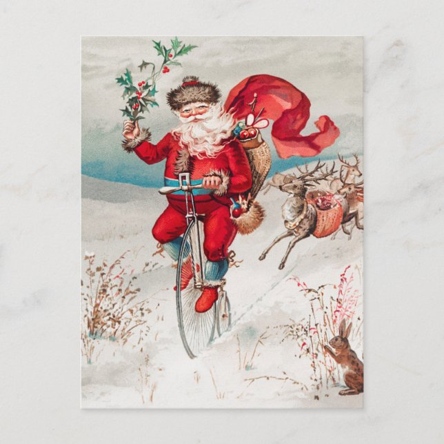 Vintag Funny Santa Claus Weihnachten Postkarte (Vorderseite)