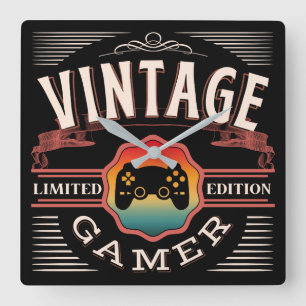 VINTAG GAMER-BEGRENZTE AUSGABE QUADRATISCHE WANDUHR