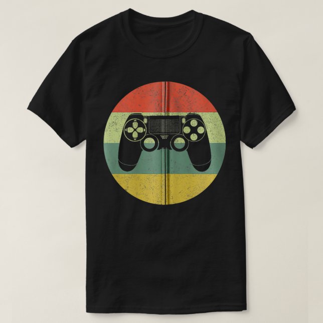 Vintag Gaming Gamer Controller Sunset Zip T-Shirt (Design vorne)