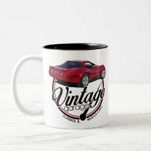 Vintag Garage Red Corvette Zweifarbige Tasse