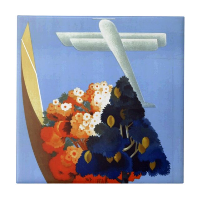 Vintag Garda Italy Europe Air Travel Fliese (Vorderseite)