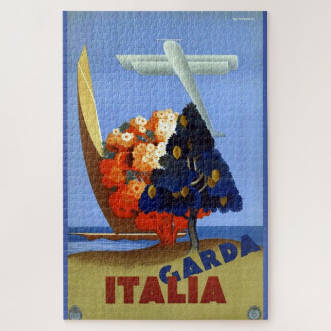 Vintag Garda Italy Europe Air Travel Puzzle (Vertikal)
