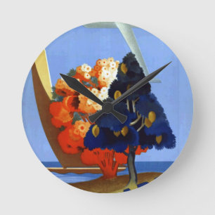 Vintag Garda Italy Europe Air Travel Runde Wanduhr