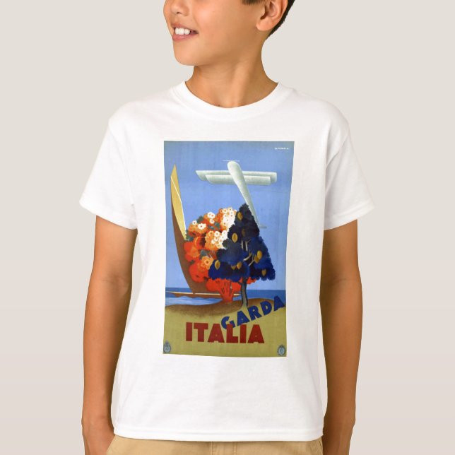 Vintag Garda Italy Europe Air Travel T-Shirt (Vorderseite)
