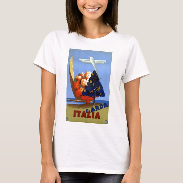 Vintag Garda Italy Europe Air Travel T-Shirt (Vorderseite)