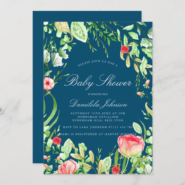 Vintag Garden Baby Dusche Einladung (Vorne/Hinten)