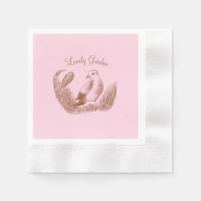 Vintag Garden Bird - Elegante Melodie Serviette (Vorderseite)