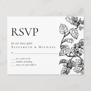 Vintag Garden Blätter Classic Budget Wedding RSVP Postkarte