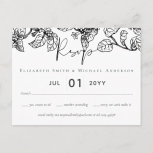 Vintag Garden Blätter Classic Budget Wedding RSVP Postkarte