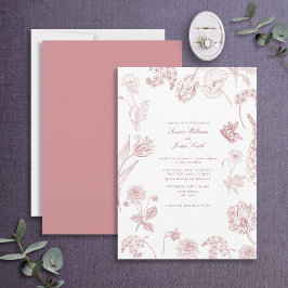 Vintag Garden Blume Dusty Rose Foto Hochzeit Einladung