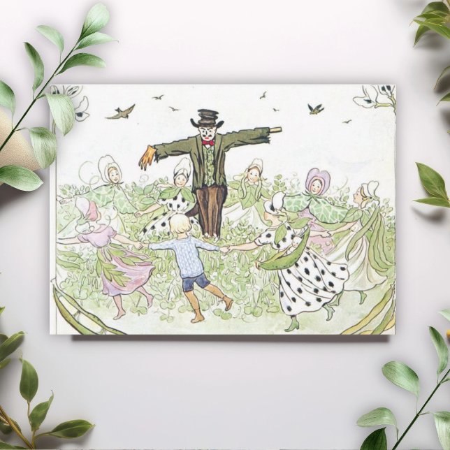 Vintag Garden Children Little Lasse Elsa Beskow Mitteilungskarte (Von Creator hochgeladen)