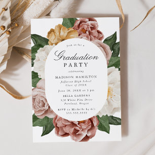 Vintag Garden Floral Frame Graduation Party Einladung