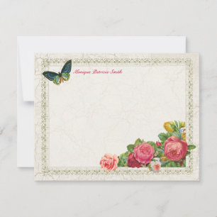 Vintag Garden Floral Personalisiert Flat Mitteilun Mitteilungskarte