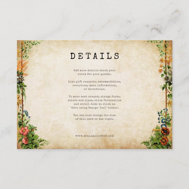 Vintag Garden Greenery Stilvoll Begleitkarte (Vorderseite)