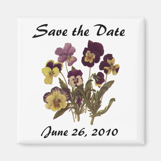 Vintag Garden Pansy Blume, Save the Date! Magnet (Vorne)