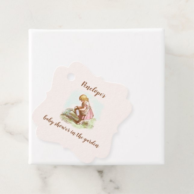 Vintag Garden Party Babydusche Geschenkanhänger (Beispiel)