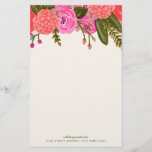 Vintag Garden Personalisiert Stationierung Briefpapier<br><div class="desc">Handgemalte rosa und rote Blumenmuster von Shelby Allison.</div>